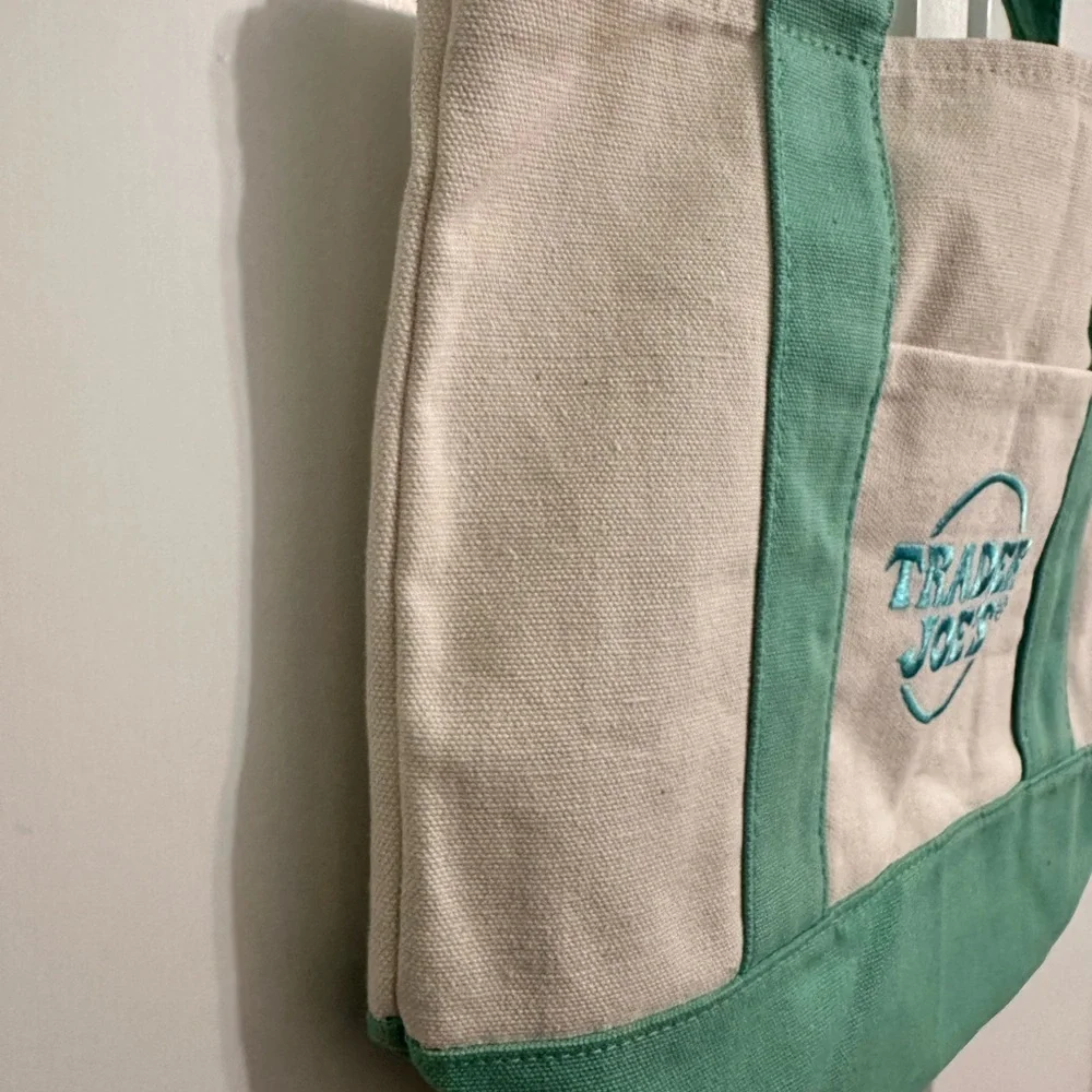 Trader Joe's Mini Canvas Tote Bag Pastel Mint Green - 2026 Limited Edition - Picture 7 of 9